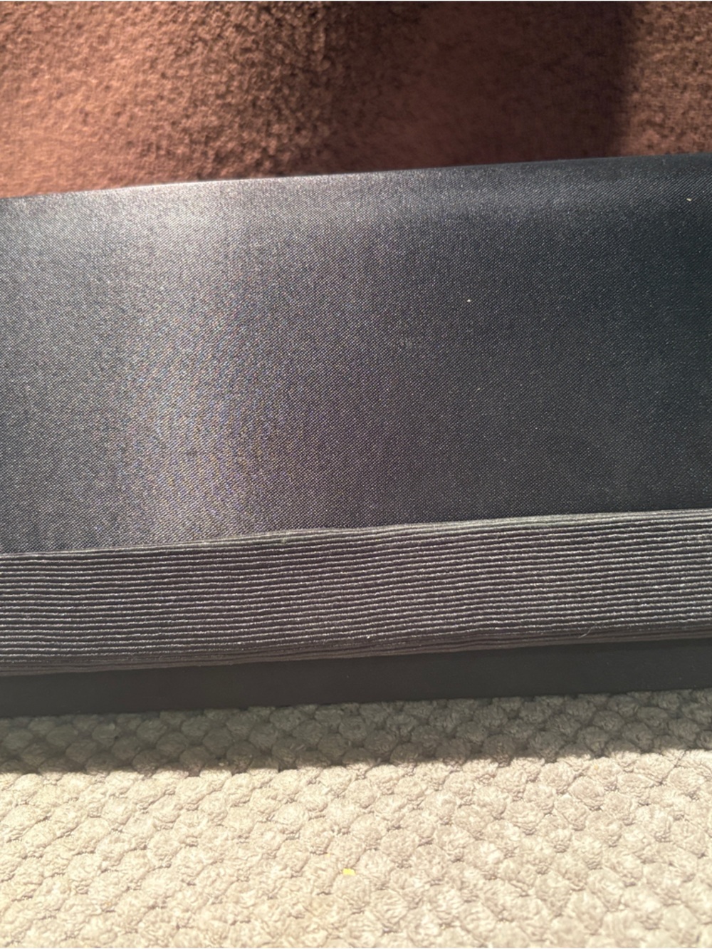 Elegant Black Satin Clutch with Textured Band